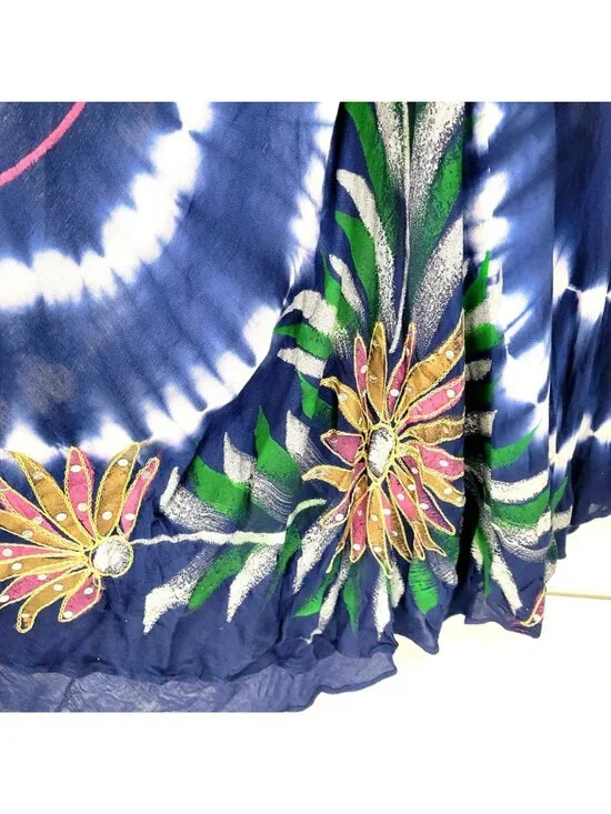 Exist Women's Tie-Dye Sleeveless Rayon Sundress With Floral Embellishments Free - Picture 4 of 8